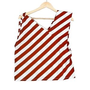 𝅺Postmark by Anthropologie Dulcina Asymmetrical Stripe Tank Top Rust & White
